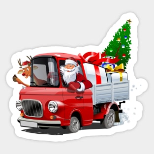 Cartoon christmas truck Sticker